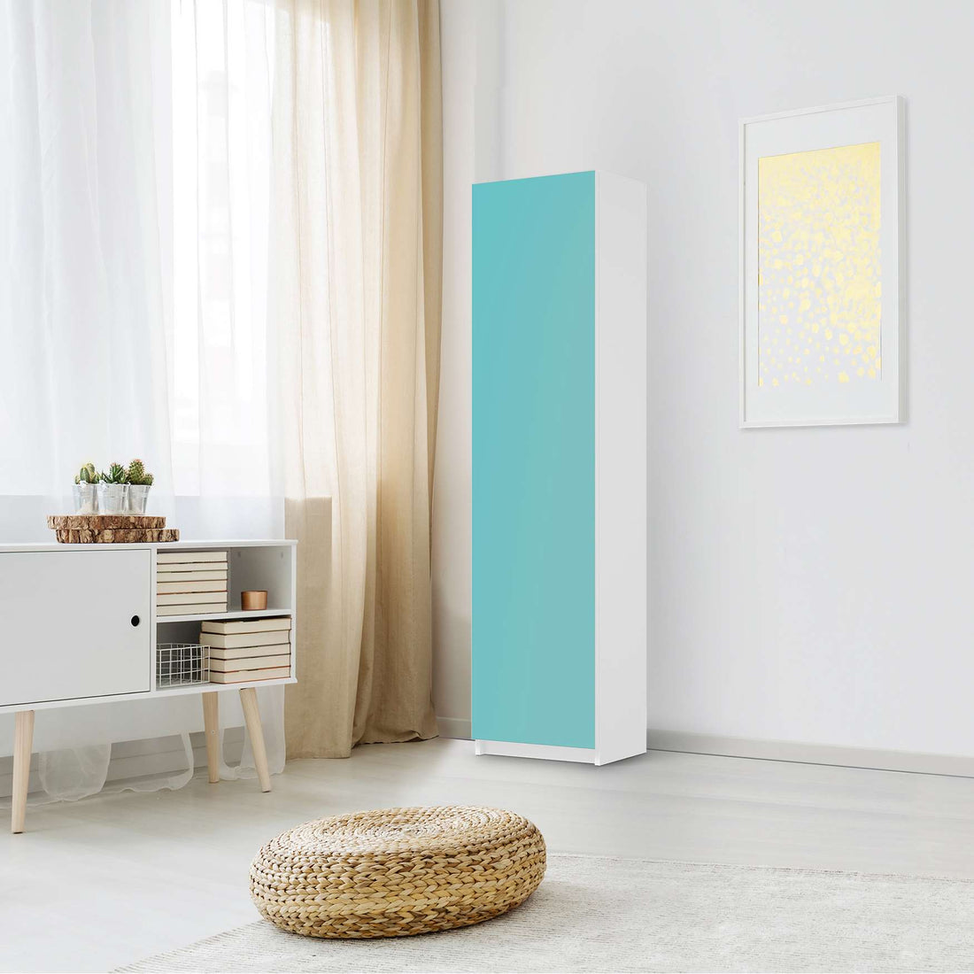 Möbelfolie Türkisgrün Light - IKEA Pax Schrank 201 cm Höhe - 1 Tür - Schlafzimmer
