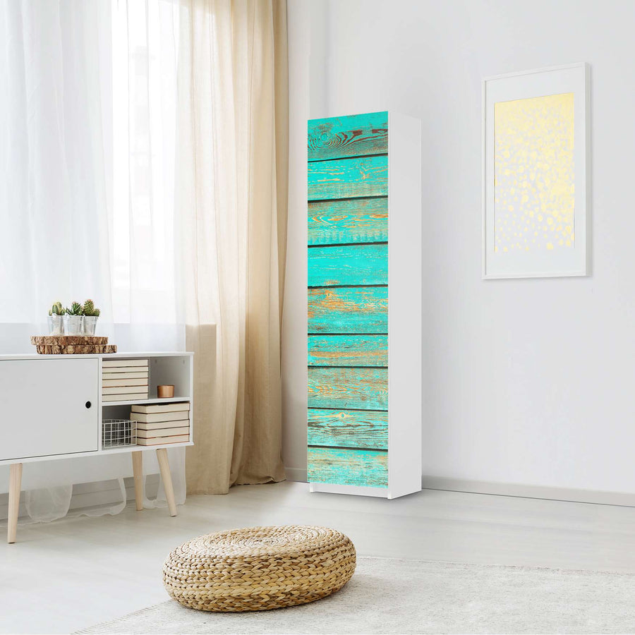 Möbelfolie Wooden Aqua - IKEA Pax Schrank 201 cm Höhe - 1 Tür - Schlafzimmer