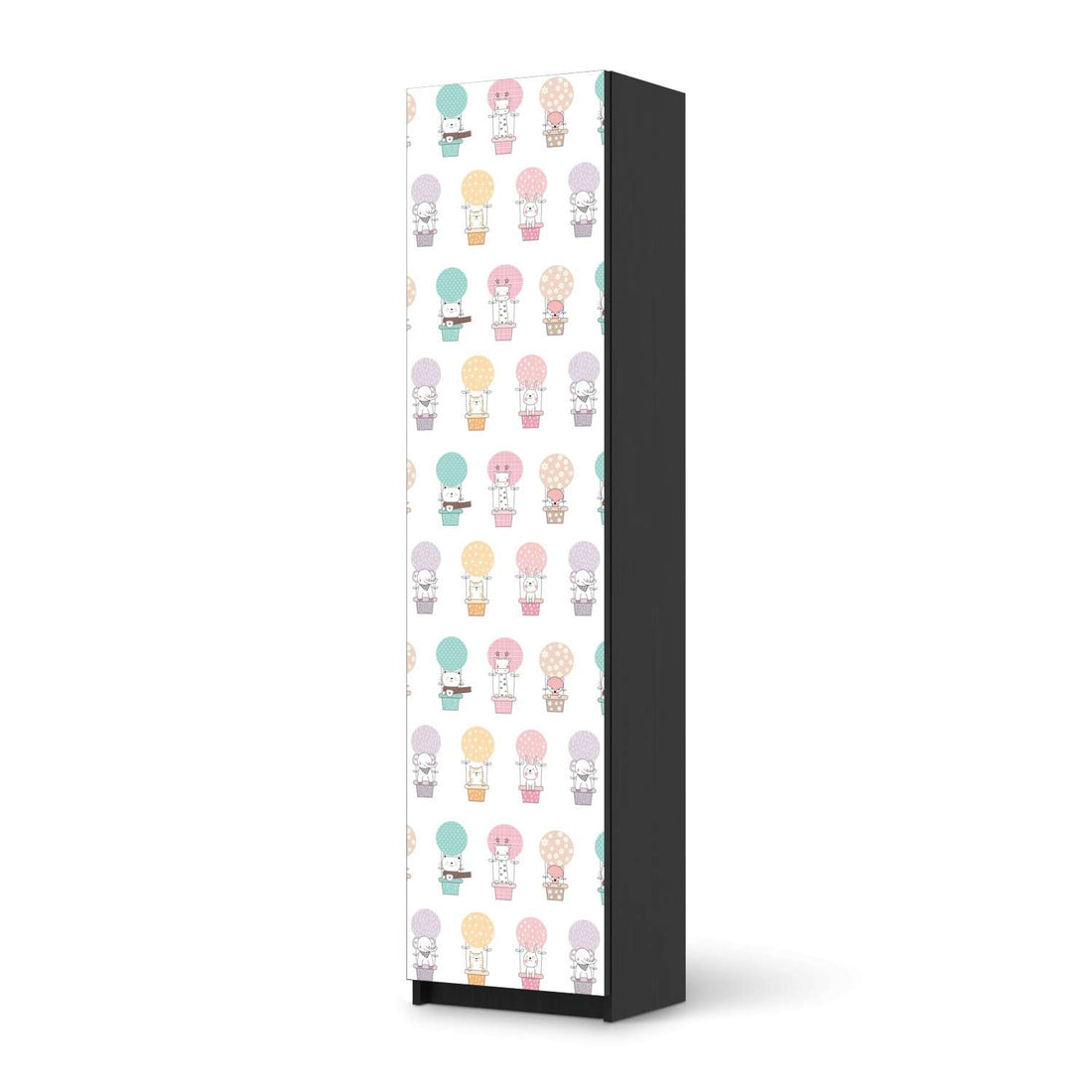 Möbelfolie Flying Animals - IKEA Pax Schrank 201 cm Höhe - 1 Tür - schwarz