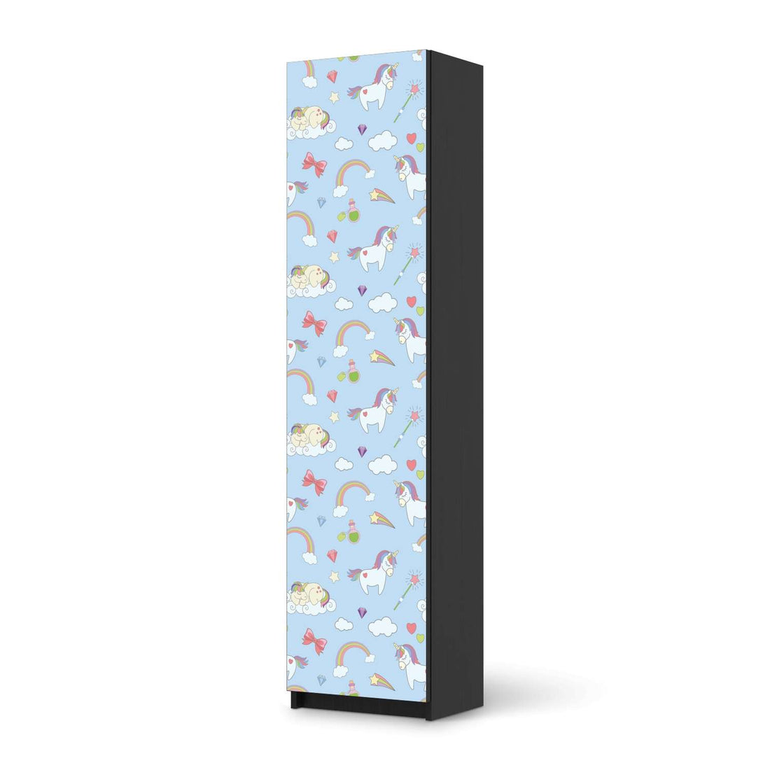 Möbelfolie Rainbow Unicorn - IKEA Pax Schrank 201 cm Höhe - 1 Tür - schwarz