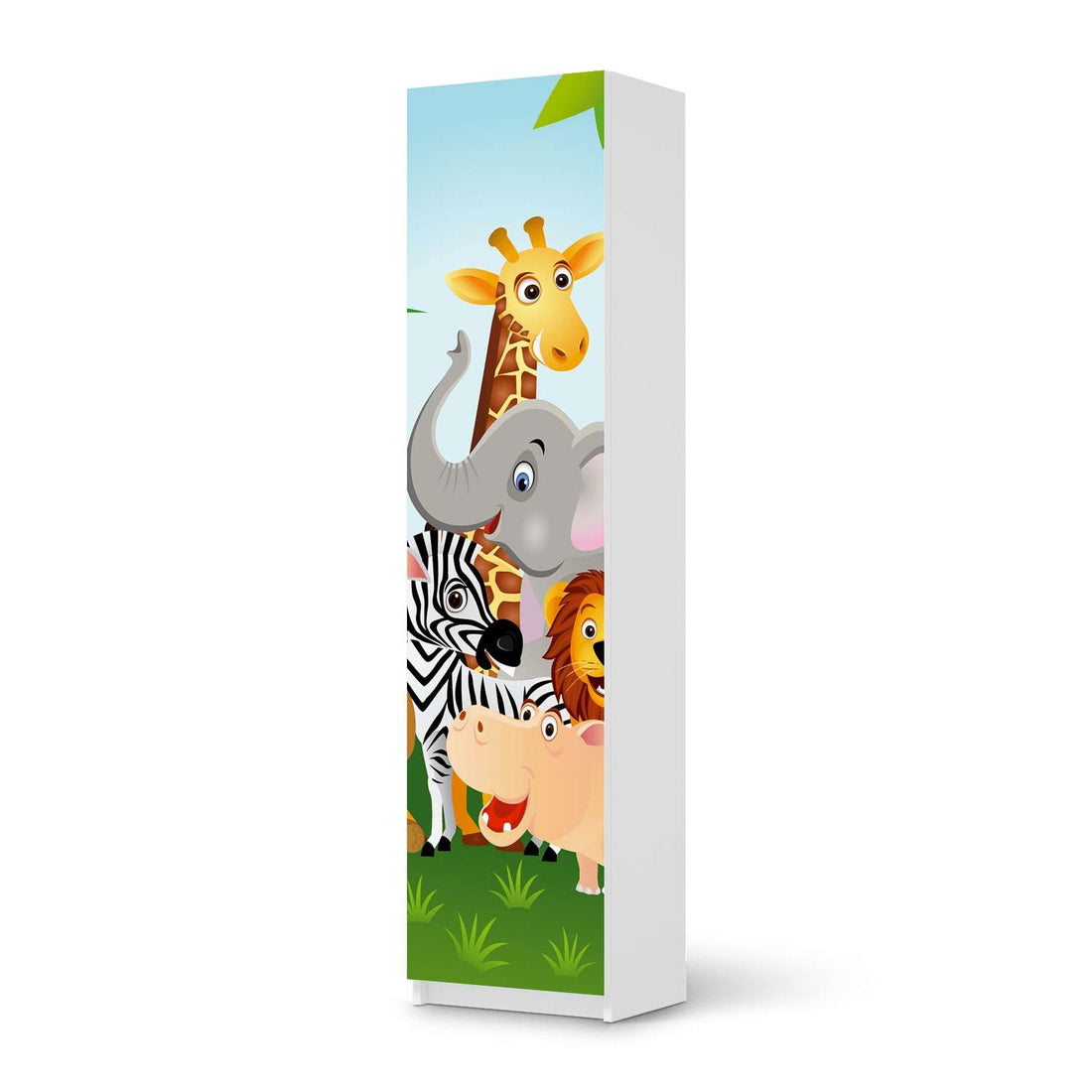 Möbelfolie Wild Animals - IKEA Pax Schrank 201 cm Höhe - 1 Tür - weiss
