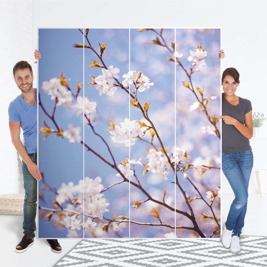 Möbelfolie Apple Blossoms - IKEA Pax Schrank 236 cm Höhe - 4 Türen - Folie