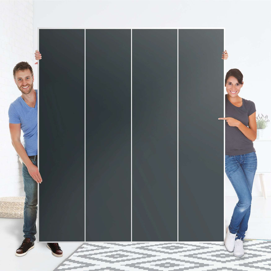 Möbelfolie Blaugrau Dark - IKEA Pax Schrank 236 cm Höhe - 4 Türen - Folie