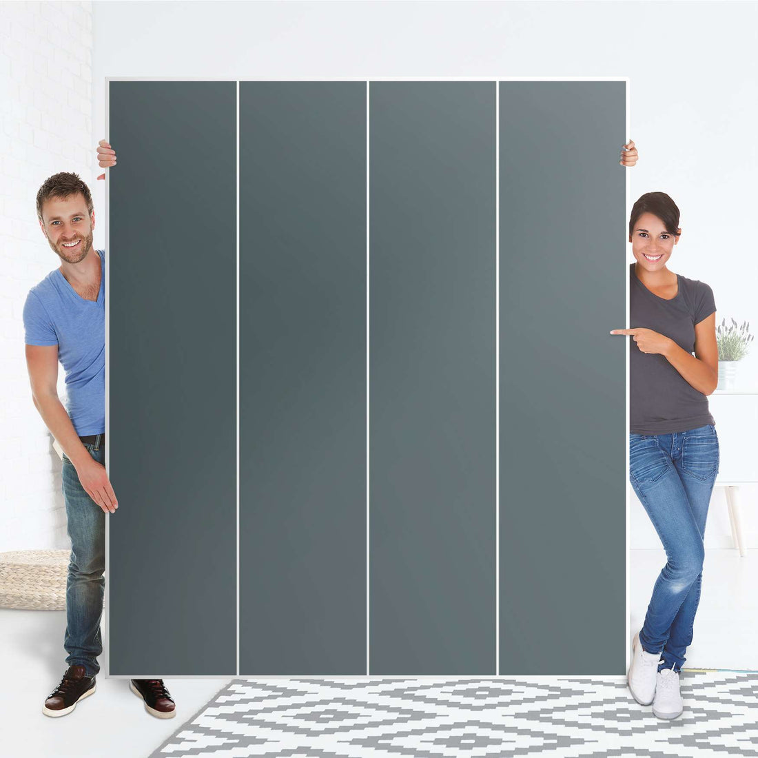 Möbelfolie Blaugrau Light - IKEA Pax Schrank 236 cm Höhe - 4 Türen - Folie