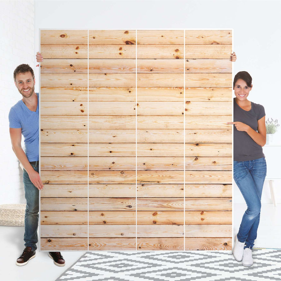 Möbelfolie Bright Planks - IKEA Pax Schrank 236 cm Höhe - 4 Türen - Folie
