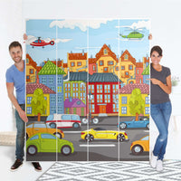 Möbelfolie City Life - IKEA Pax Schrank 236 cm Höhe - 4 Türen - Folie