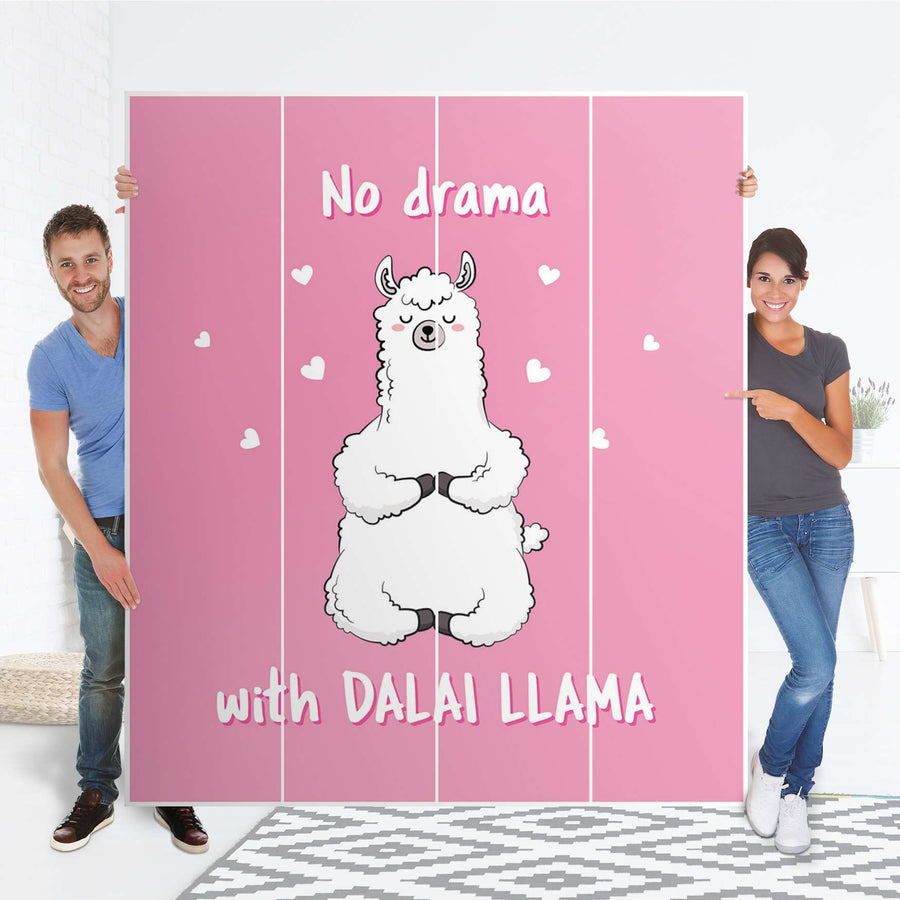 Möbelfolie Dalai Llama - IKEA Pax Schrank 236 cm Höhe - 4 Türen - Folie