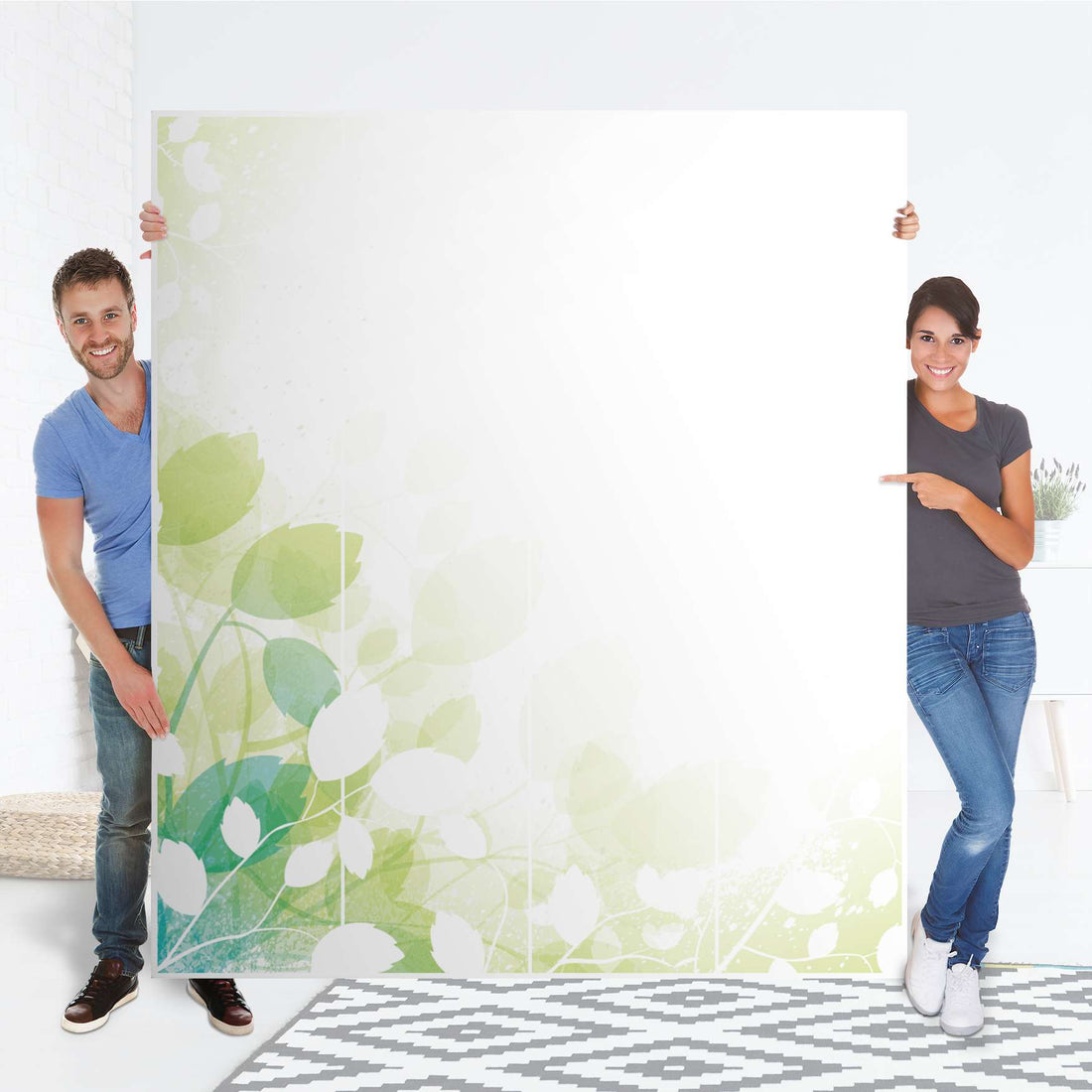 Möbelfolie Flower Light - IKEA Pax Schrank 236 cm Höhe - 4 Türen - Folie