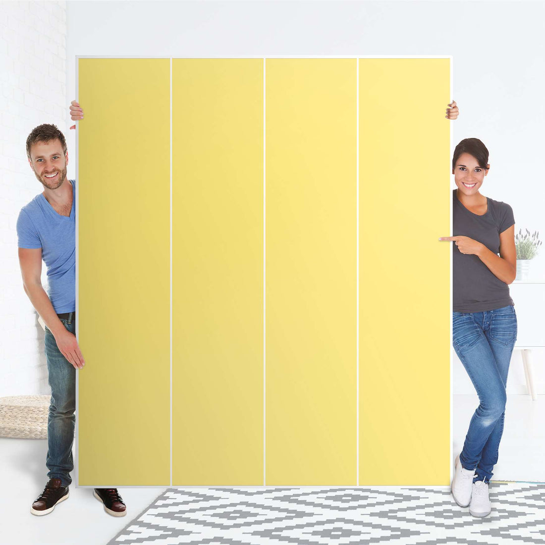 Möbelfolie Gelb Light - IKEA Pax Schrank 236 cm Höhe - 4 Türen - Folie