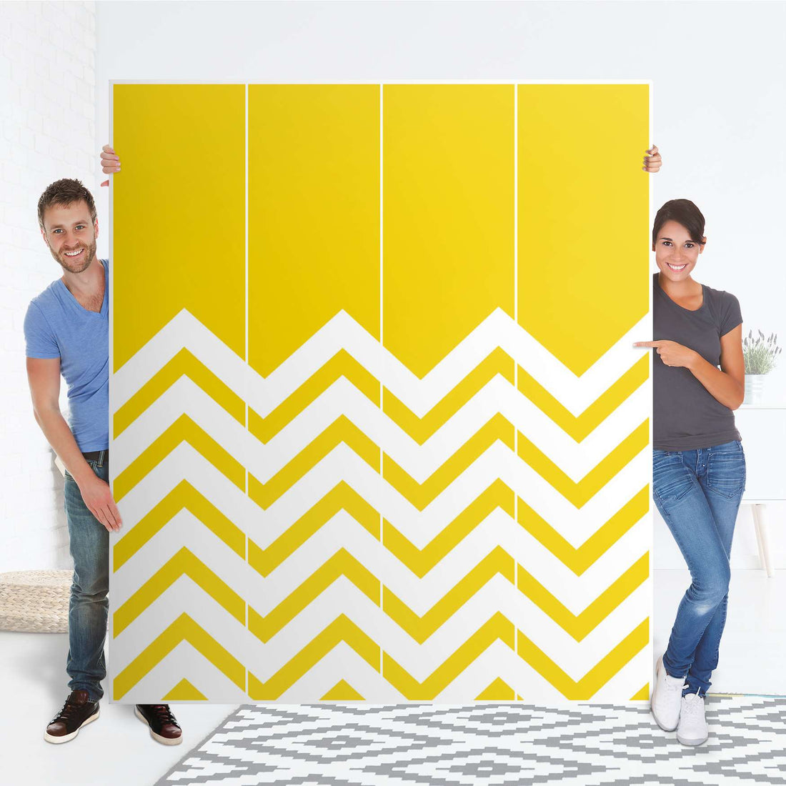 Möbelfolie Gelbe Zacken - IKEA Pax Schrank 236 cm Höhe - 4 Türen - Folie