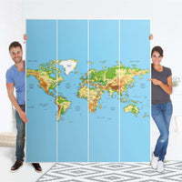 Möbelfolie Geografische Weltkarte - IKEA Pax Schrank 236 cm Höhe - 4 Türen - Folie
