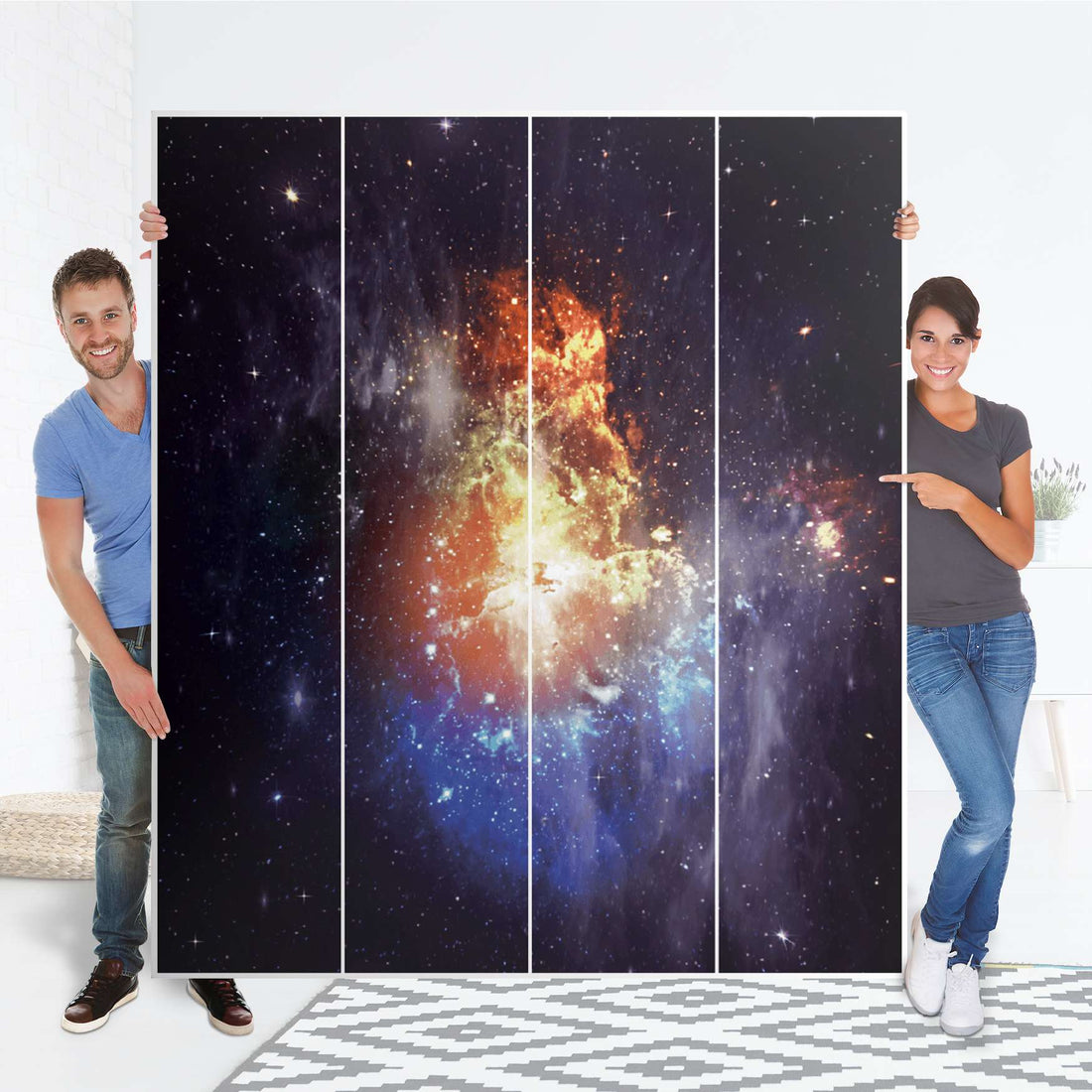 Möbelfolie Nebula - IKEA Pax Schrank 236 cm Höhe - 4 Türen - Folie