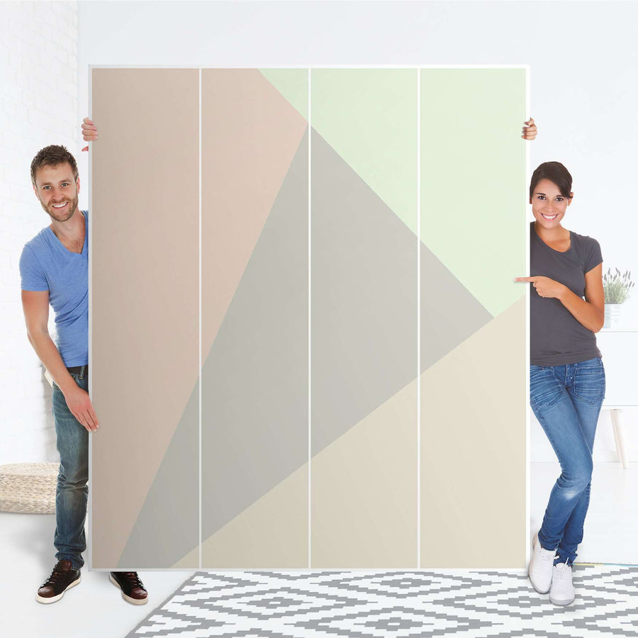 Möbelfolie Pastell Geometrik - IKEA Pax Schrank 236 cm Höhe - 4 Türen - Folie
