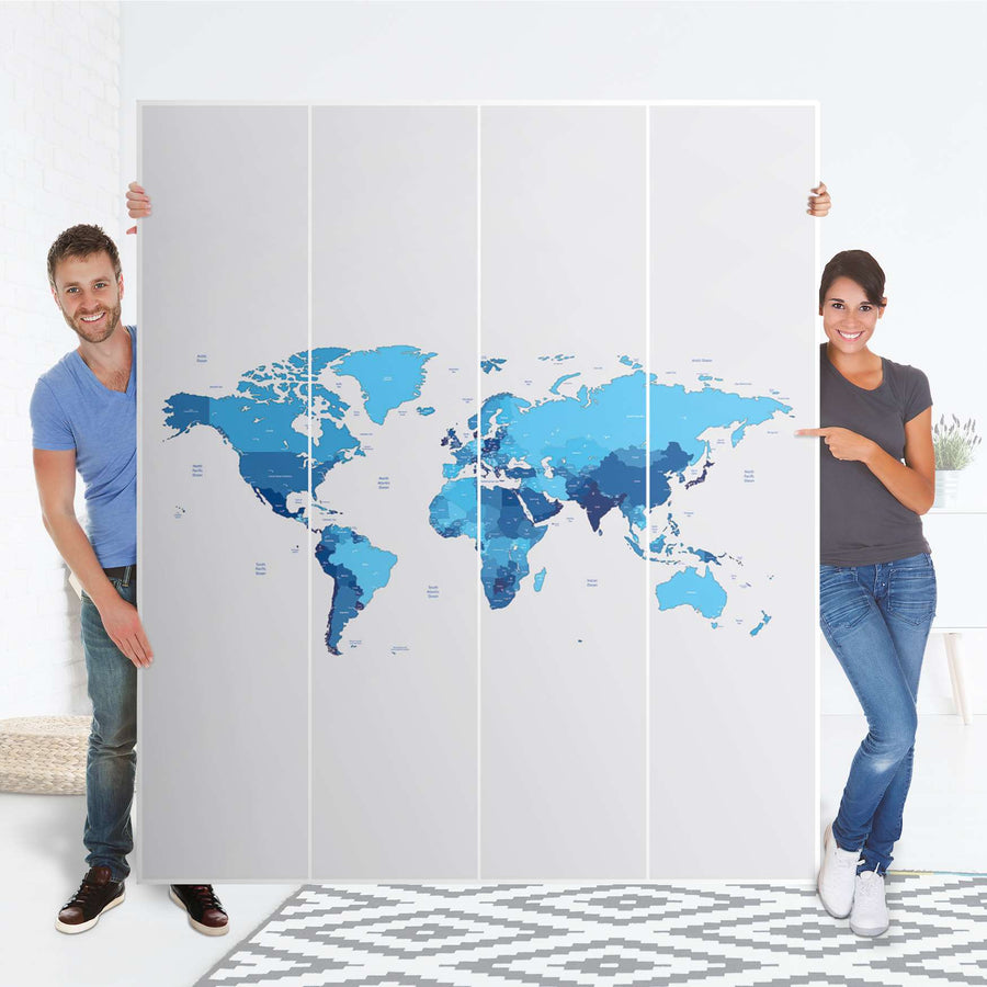 Möbelfolie Politische Weltkarte - IKEA Pax Schrank 236 cm Höhe - 4 Türen - Folie