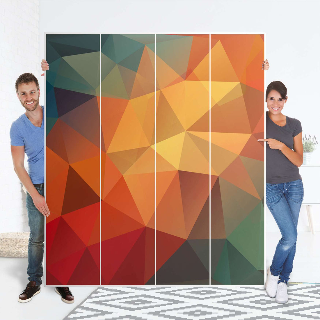 Möbelfolie Polygon - IKEA Pax Schrank 236 cm Höhe - 4 Türen - Folie