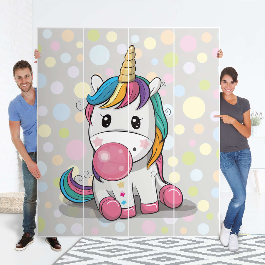 Möbelfolie Rainbow das Einhorn - IKEA Pax Schrank 236 cm Höhe - 4 Türen - Folie