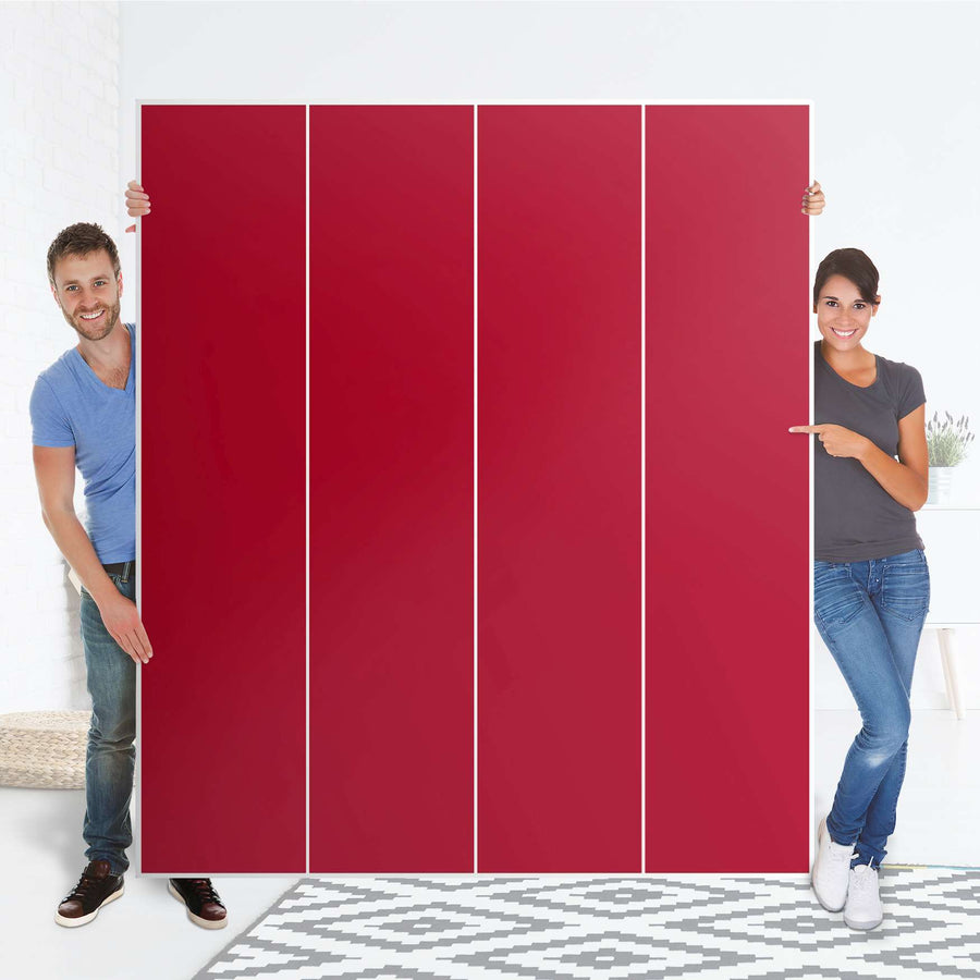 Möbelfolie Rot Dark - IKEA Pax Schrank 236 cm Höhe - 4 Türen - Folie
