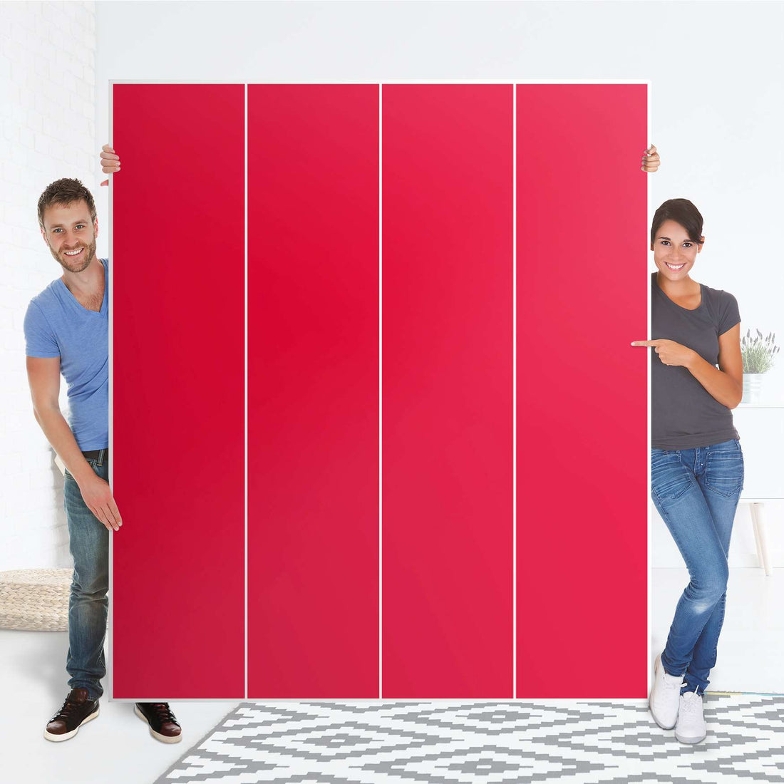 Möbelfolie Rot Light - IKEA Pax Schrank 236 cm Höhe - 4 Türen - Folie