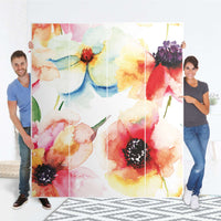 Möbelfolie Water Color Flowers - IKEA Pax Schrank 236 cm Höhe - 4 Türen - Folie