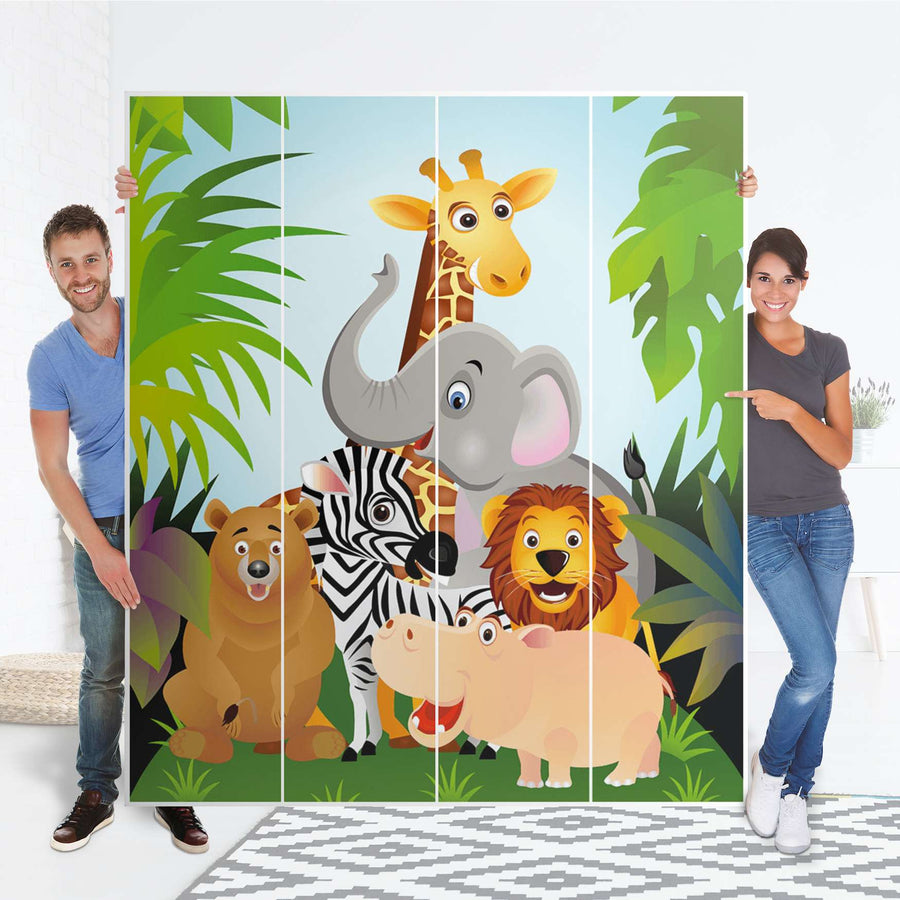 Möbelfolie Wild Animals - IKEA Pax Schrank 236 cm Höhe - 4 Türen - Folie