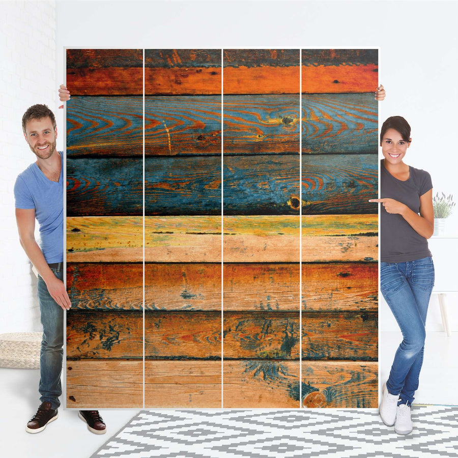 Möbelfolie Wooden - IKEA Pax Schrank 236 cm Höhe - 4 Türen - Folie