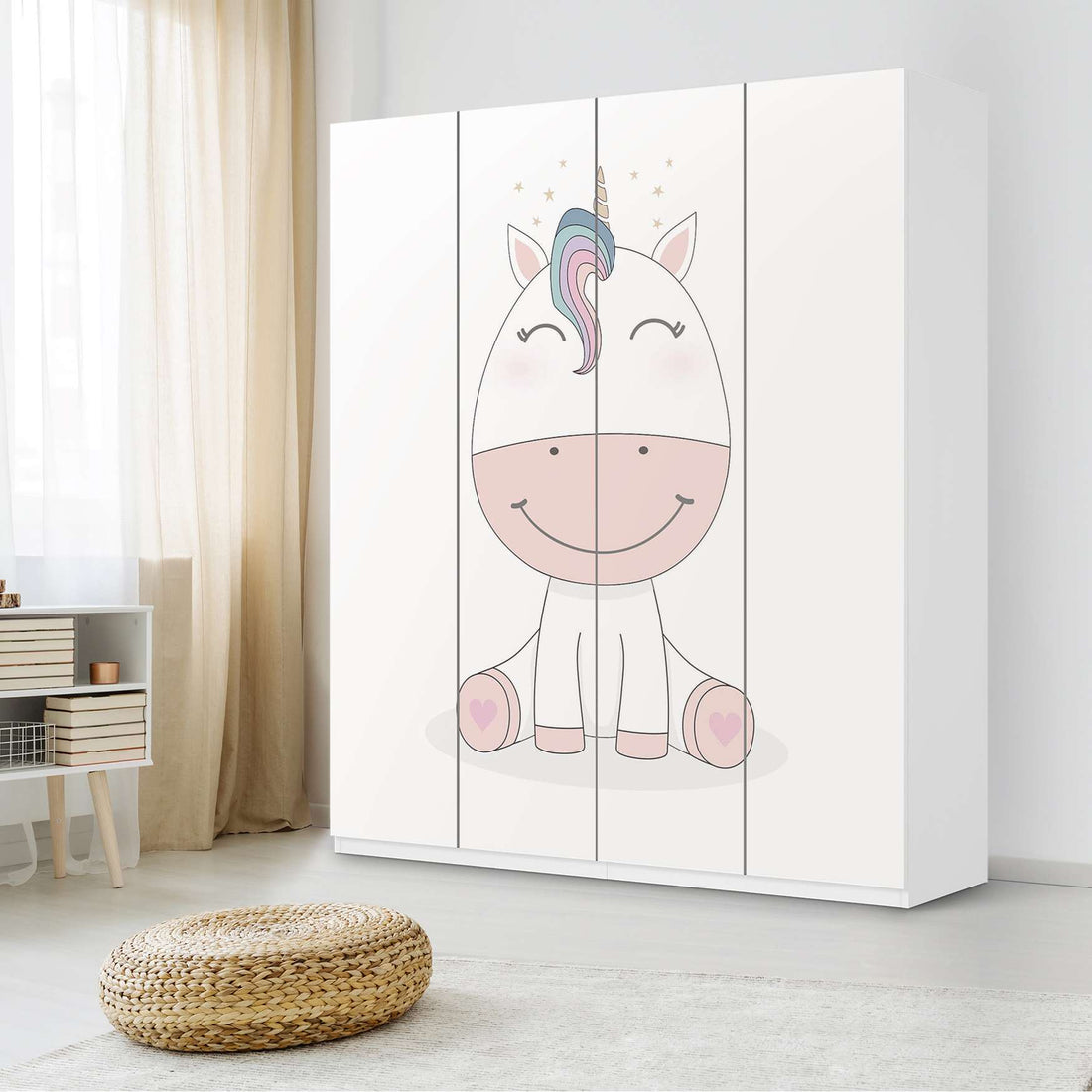 Möbelfolie Baby Unicorn - IKEA Pax Schrank 236 cm Höhe - 4 Türen - Kinderzimmer