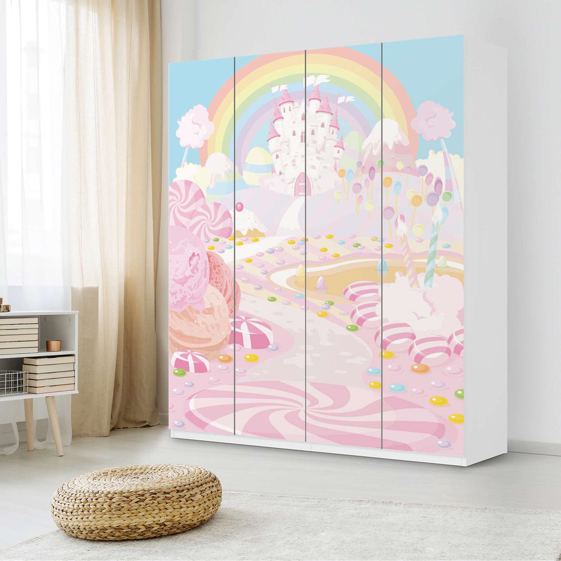 Möbelfolie Candyland - IKEA Pax Schrank 236 cm Höhe - 4 Türen - Kinderzimmer