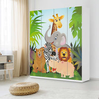 Möbelfolie Wild Animals - IKEA Pax Schrank 236 cm Höhe - 4 Türen - Kinderzimmer