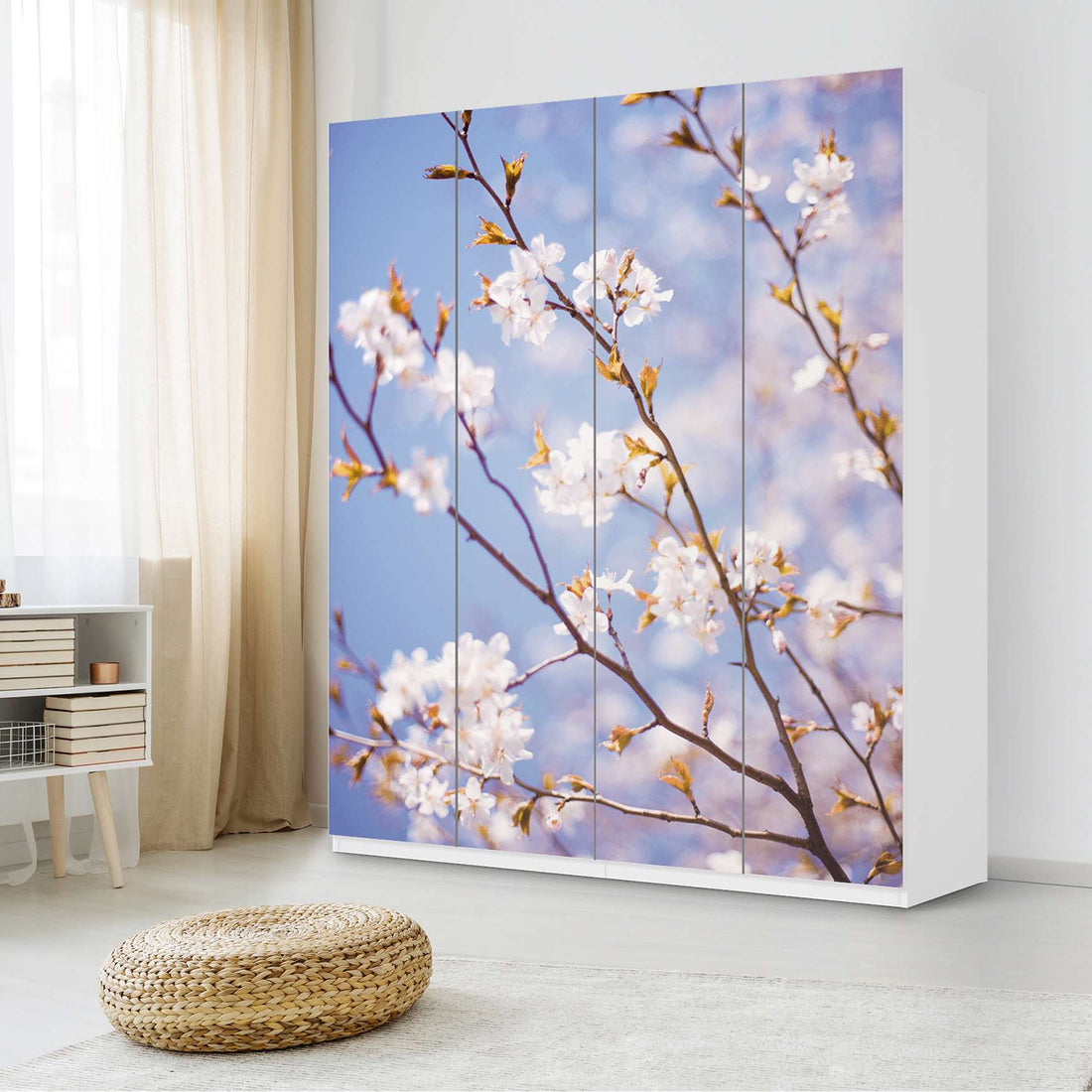 Möbelfolie Apple Blossoms - IKEA Pax Schrank 236 cm Höhe - 4 Türen - Schlafzimmer