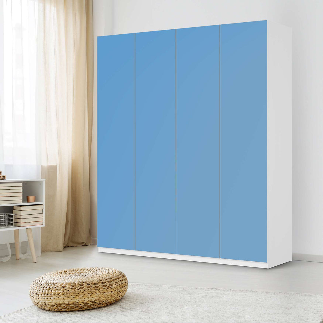 Möbelfolie Blau Light - IKEA Pax Schrank 236 cm Höhe - 4 Türen - Schlafzimmer