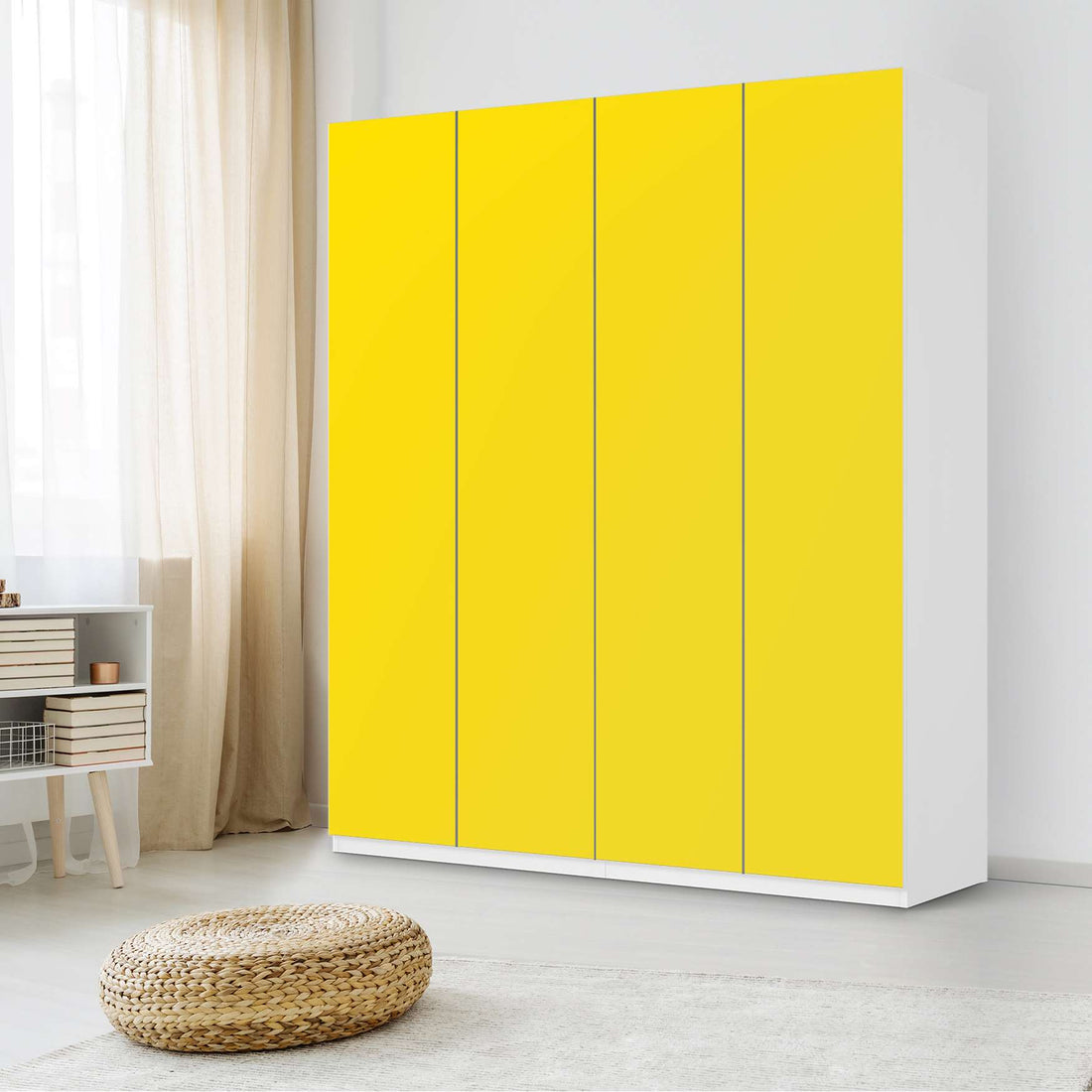Möbelfolie Gelb Dark - IKEA Pax Schrank 236 cm Höhe - 4 Türen - Schlafzimmer