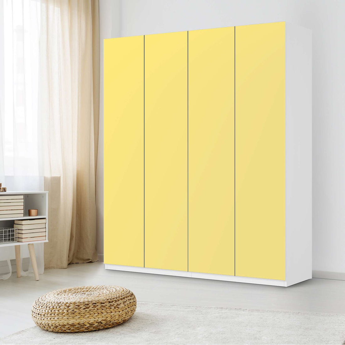 Möbelfolie Gelb Light - IKEA Pax Schrank 236 cm Höhe - 4 Türen - Schlafzimmer