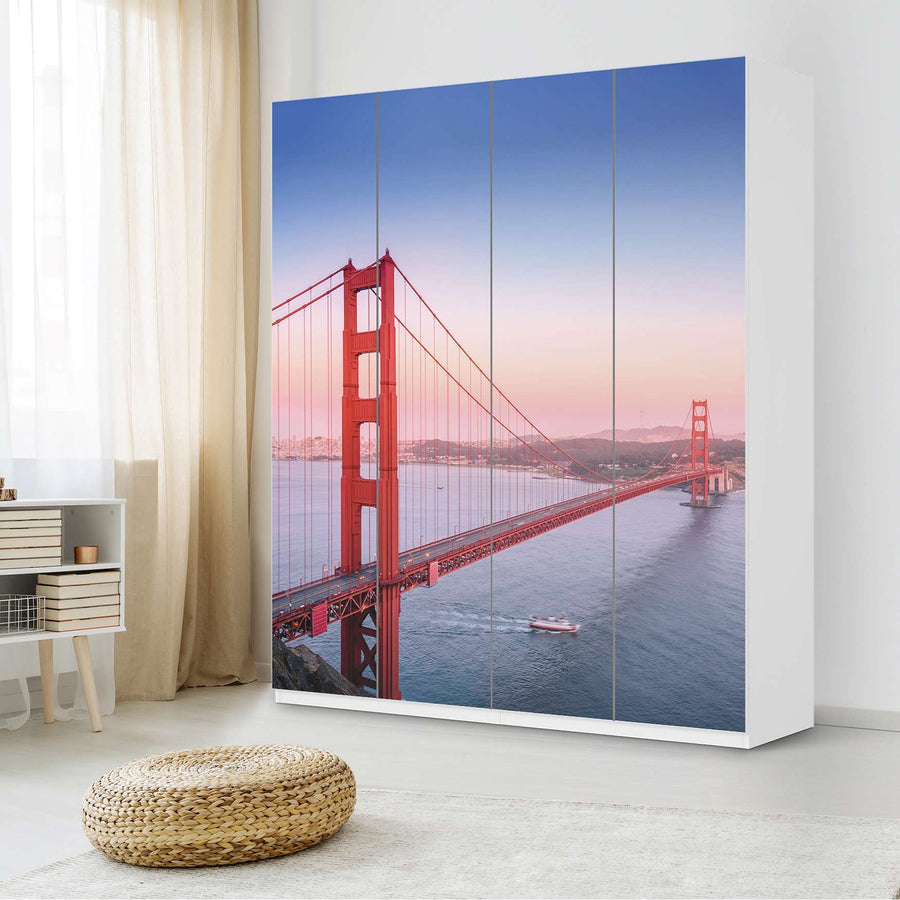 Möbelfolie Golden Gate - IKEA Pax Schrank 236 cm Höhe - 4 Türen - Schlafzimmer