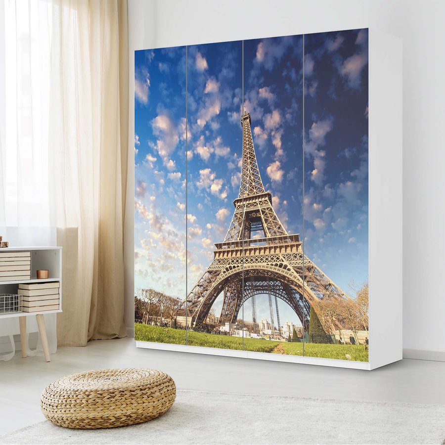 Möbelfolie La Tour Eiffel - IKEA Pax Schrank 236 cm Höhe - 4 Türen - Schlafzimmer