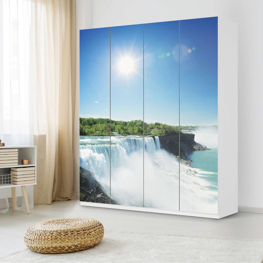 Möbelfolie Niagara Falls - IKEA Pax Schrank 236 cm Höhe - 4 Türen - Schlafzimmer
