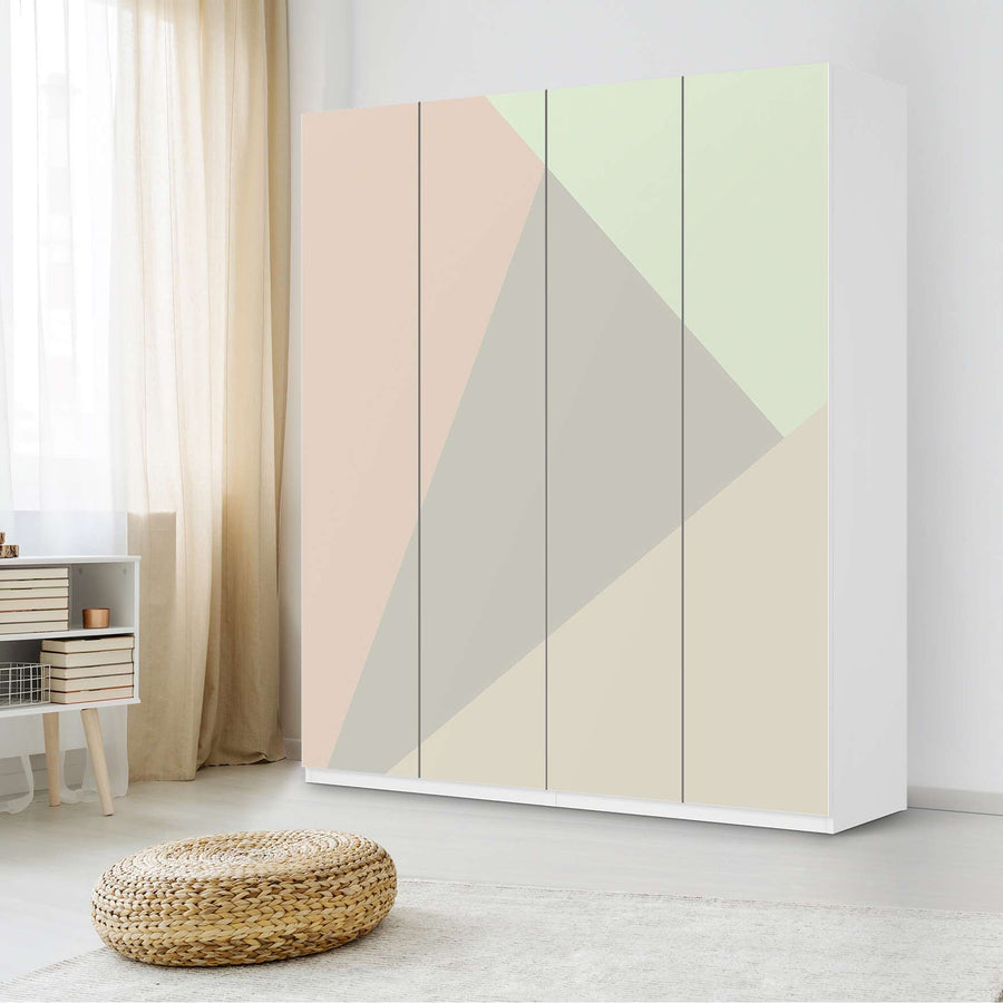 Möbelfolie Pastell Geometrik - IKEA Pax Schrank 236 cm Höhe - 4 Türen - Schlafzimmer
