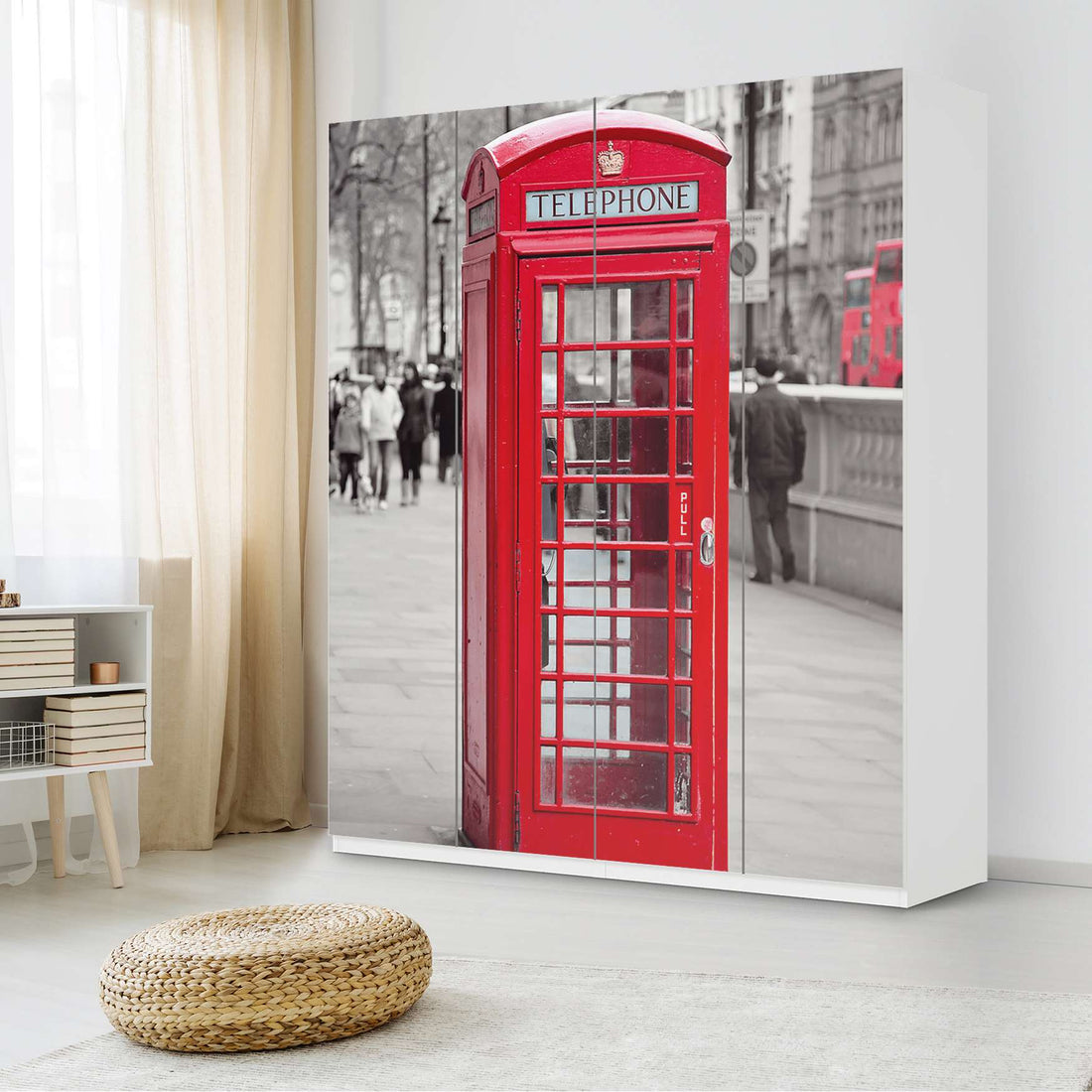 Möbelfolie Phone Box - IKEA Pax Schrank 236 cm Höhe - 4 Türen - Schlafzimmer