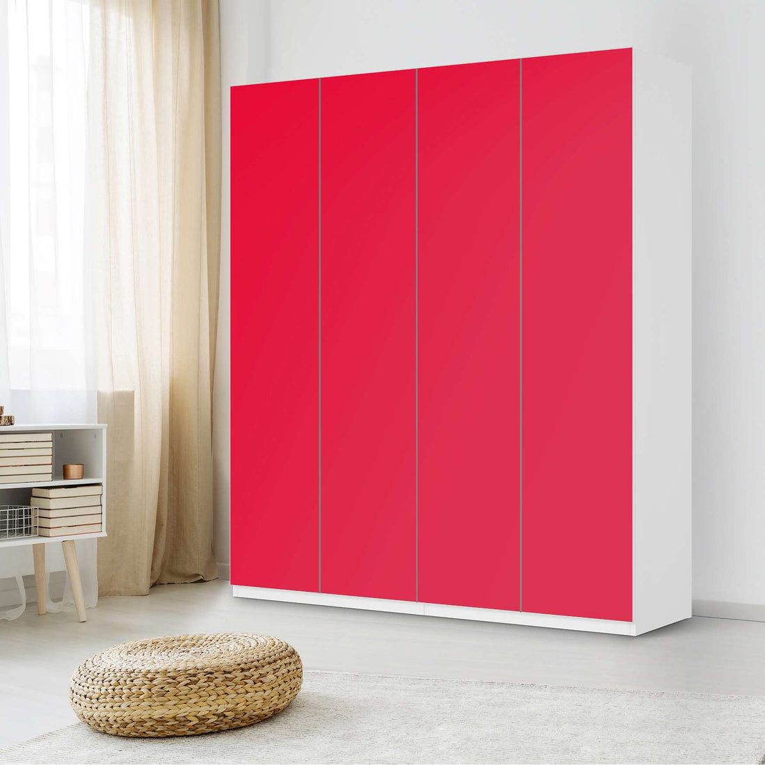 Möbelfolie Rot Light - IKEA Pax Schrank 236 cm Höhe - 4 Türen - Schlafzimmer