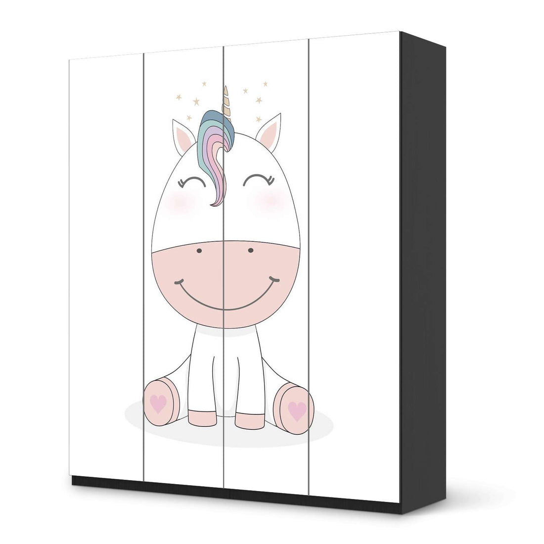 Möbelfolie Baby Unicorn - IKEA Pax Schrank 236 cm Höhe - 4 Türen - schwarz