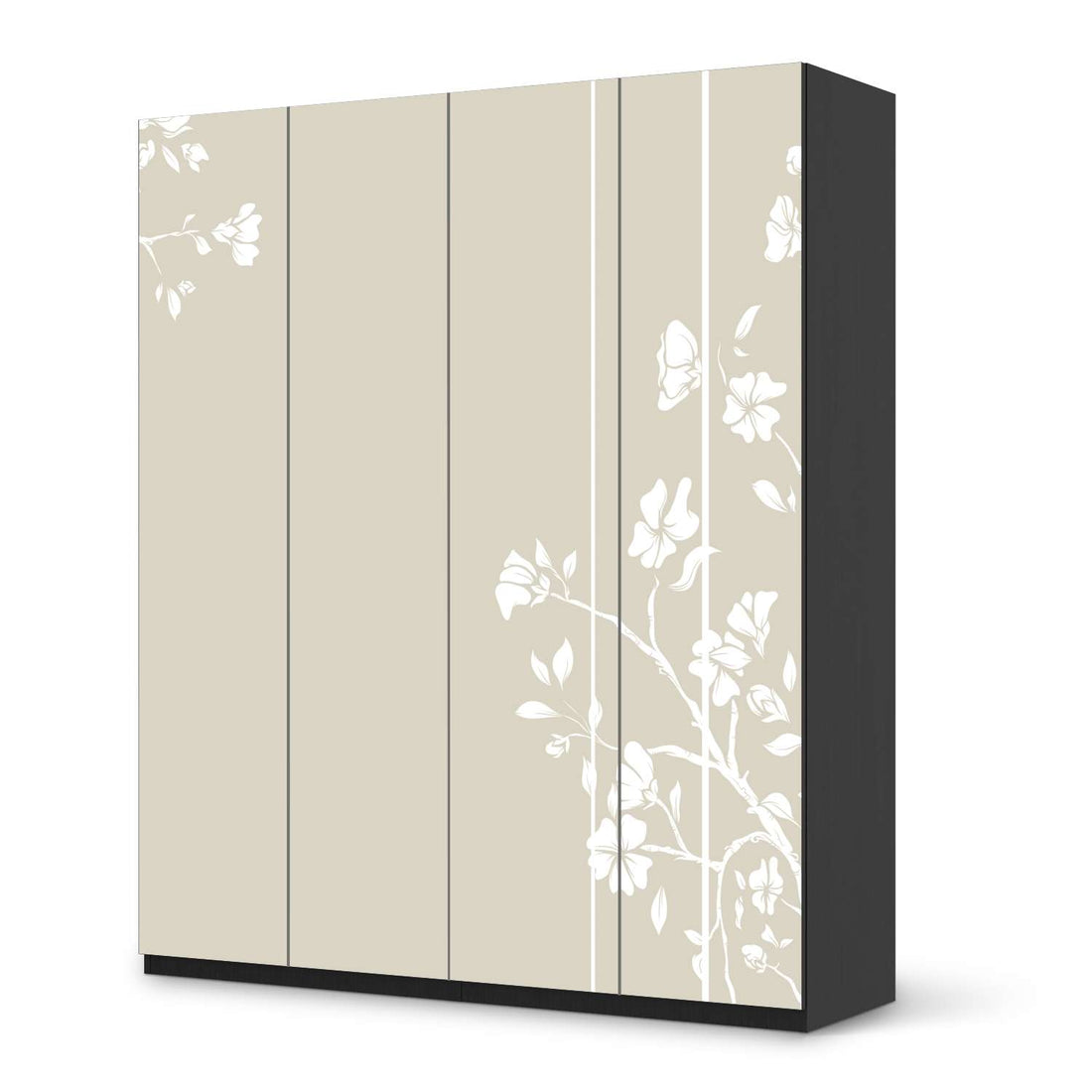 Möbelfolie Florals Plain 3 - IKEA Pax Schrank 236 cm Höhe - 4 Türen - schwarz
