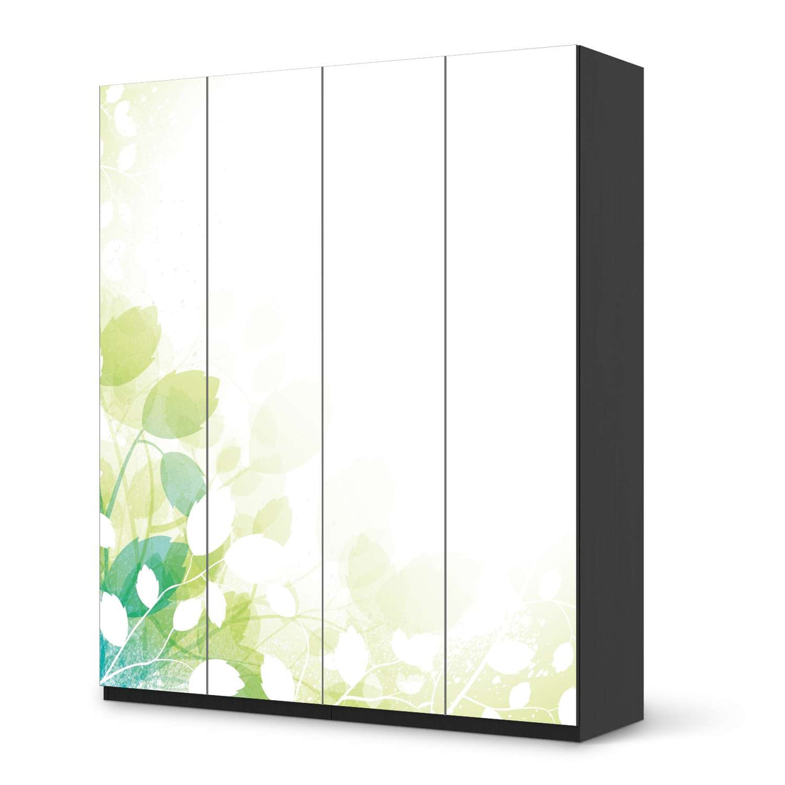 Möbelfolie Flower Light - IKEA Pax Schrank 236 cm Höhe - 4 Türen - schwarz