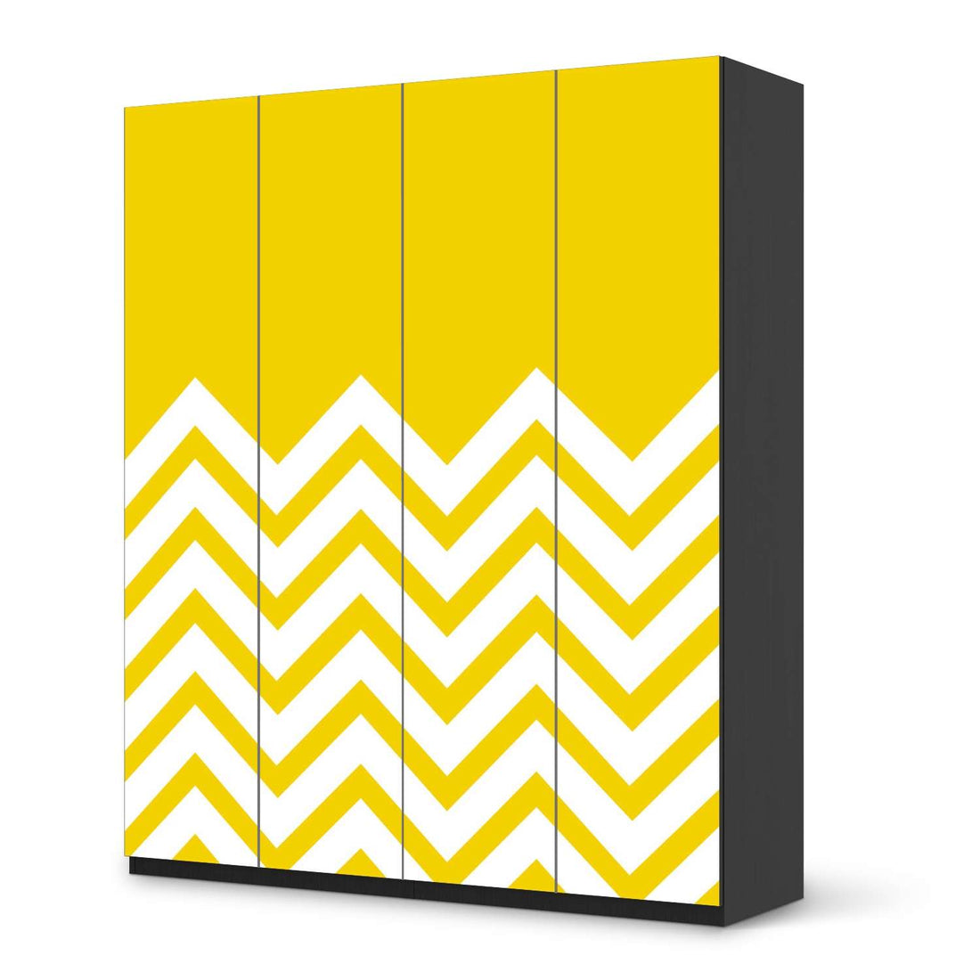 Möbelfolie Gelbe Zacken - IKEA Pax Schrank 236 cm Höhe - 4 Türen - schwarz