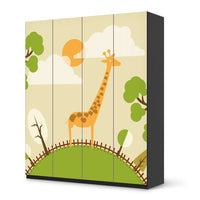 Möbelfolie Mountain Giraffe - IKEA Pax Schrank 236 cm Höhe - 4 Türen - schwarz