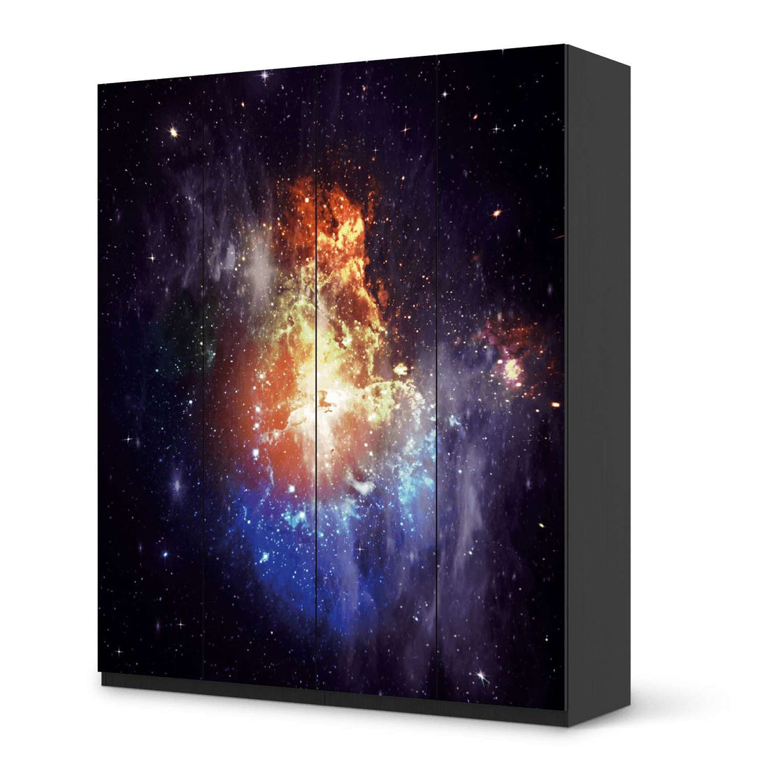 Möbelfolie Nebula - IKEA Pax Schrank 236 cm Höhe - 4 Türen - schwarz