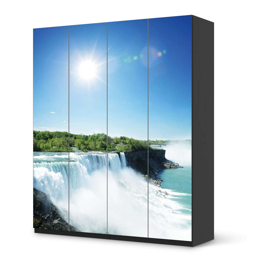 Möbelfolie Niagara Falls - IKEA Pax Schrank 236 cm Höhe - 4 Türen - schwarz