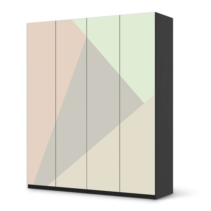Möbelfolie Pastell Geometrik - IKEA Pax Schrank 236 cm Höhe - 4 Türen - schwarz