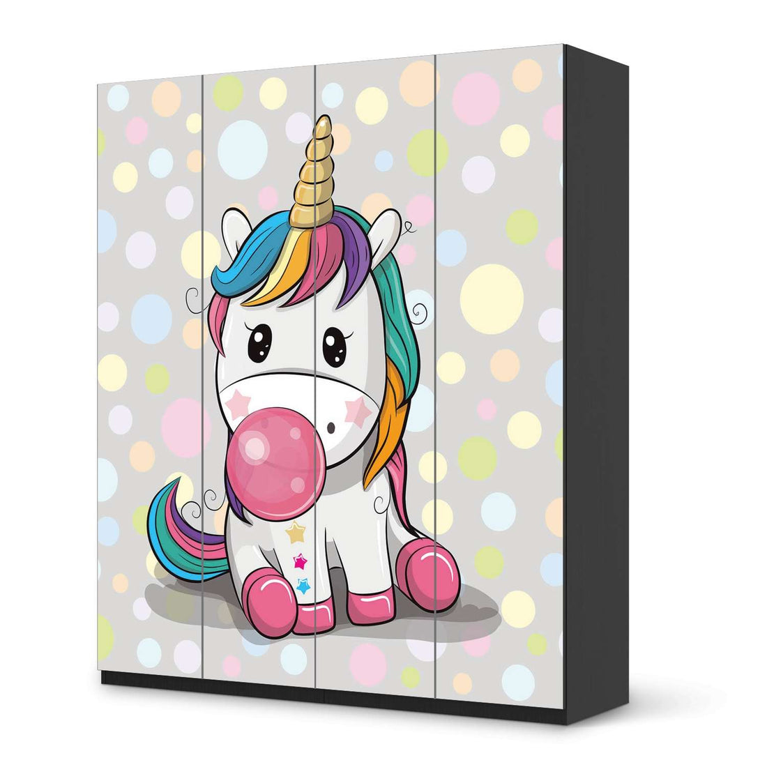 Möbelfolie Rainbow das Einhorn - IKEA Pax Schrank 236 cm Höhe - 4 Türen - schwarz