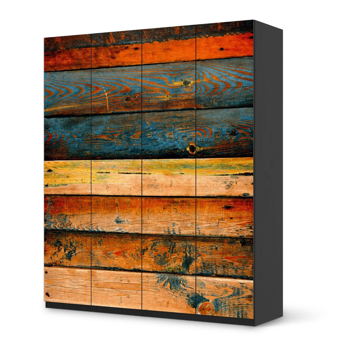 Möbelfolie Wooden - IKEA Pax Schrank 236 cm Höhe - 4 Türen - schwarz