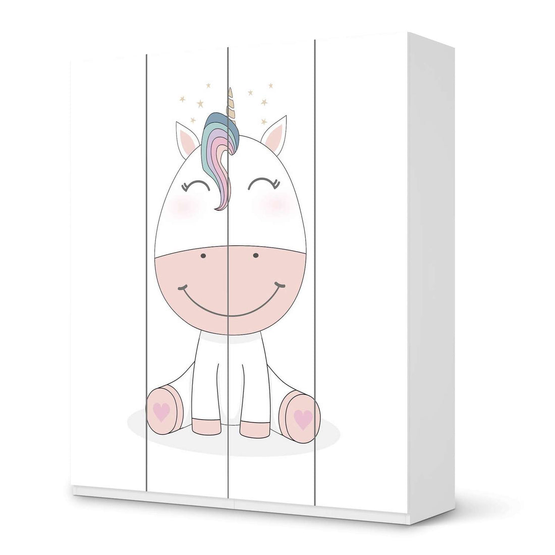 Möbelfolie Baby Unicorn - IKEA Pax Schrank 236 cm Höhe - 4 Türen - weiss