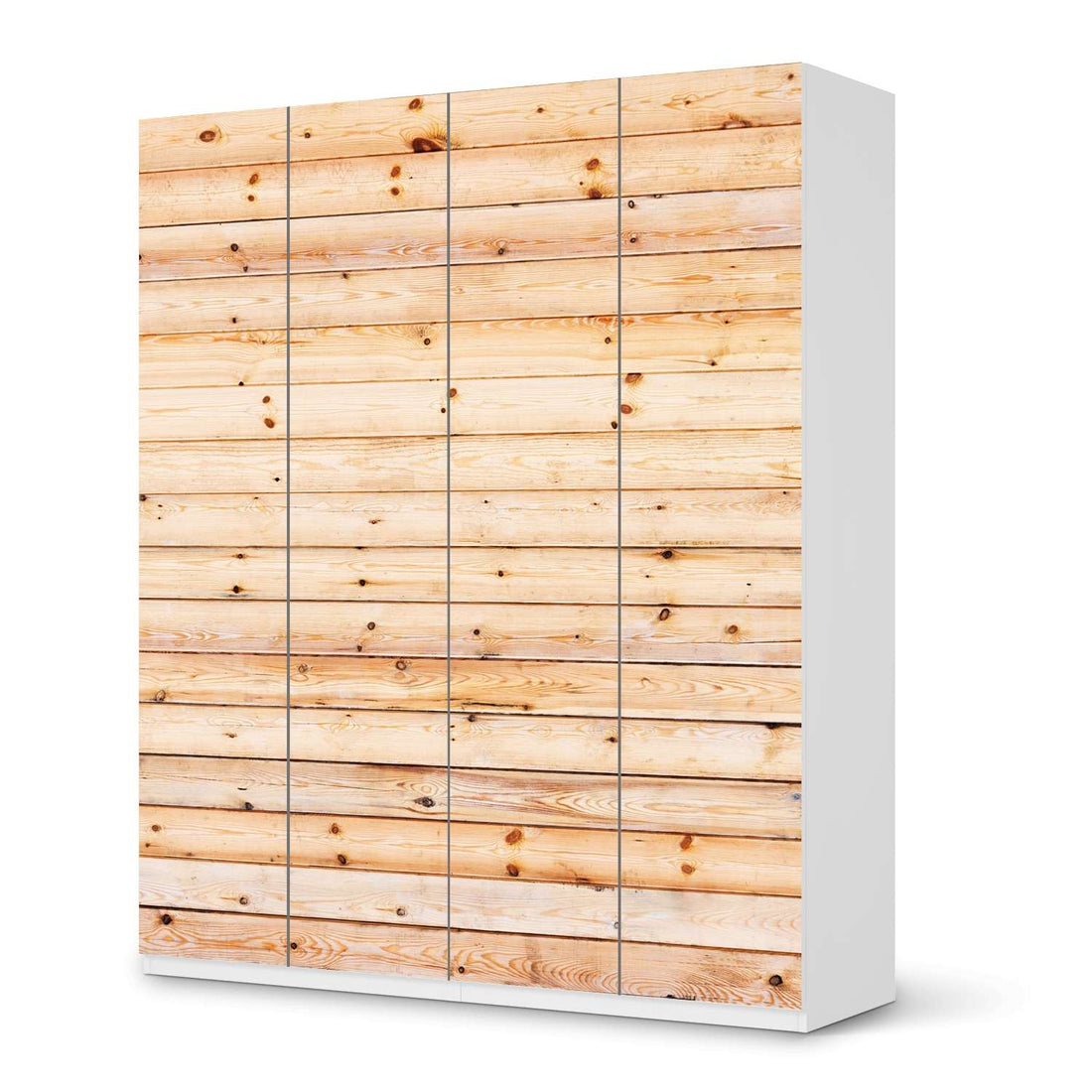 Möbelfolie Bright Planks - IKEA Pax Schrank 236 cm Höhe - 4 Türen - weiss